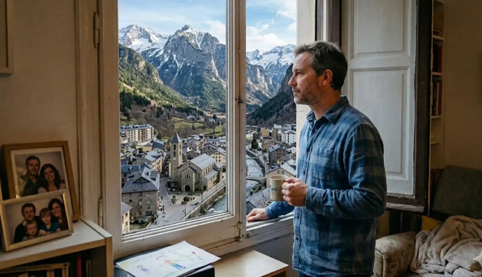 Persona mirando al exterior como apoyo visual a la evaluación personal y fiscal antes de mudarse a Andorra
