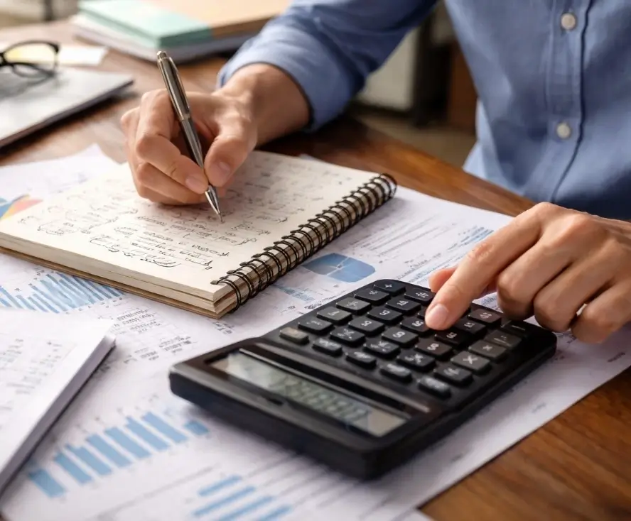 Hombre revisando cálculos como apoyo visual a la comparativa fiscal entre Andorra y España